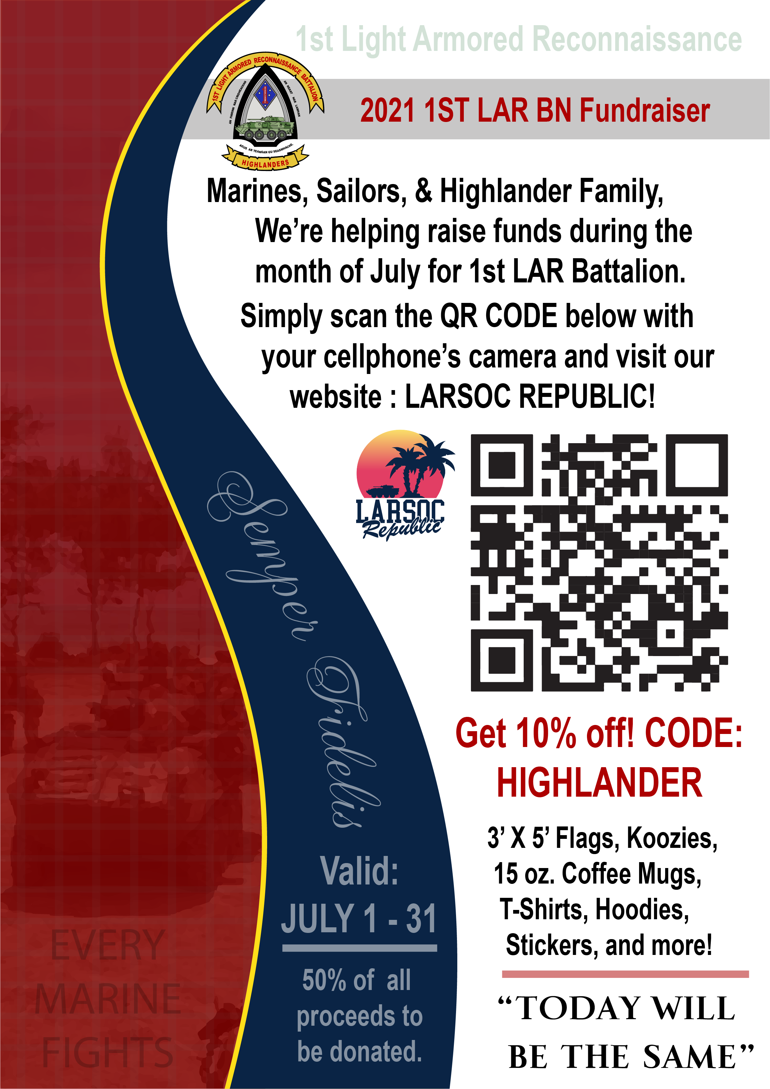 HIGHLANDER 10% Off Sale to Support 1st LAR BN
