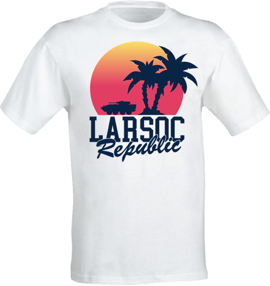 The SUNSET PALM LAV-25 T-SHIRT